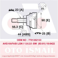 AKS KAFASI DIŞ LGN I 1.8-2.0-2.2D-2.2DT 93-01 -MGN SCENIC 1.9DTI 97-99 -SCENIC I