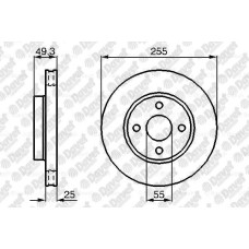 fren diski on 255x25x24 mm hava kanalli yuksek karbon alasimli toyota