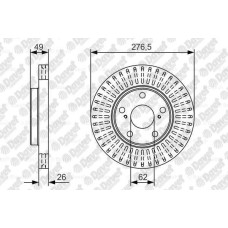 fren diski on 5delik 2765mm26 24mm hava kanalli toyota auris 1-4 1-6 1-8 vvt-i