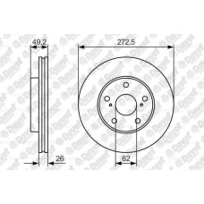 fren diski on 273x26x23mm toyota corolla 1-4d 06-13 auris 1-4d 06-12