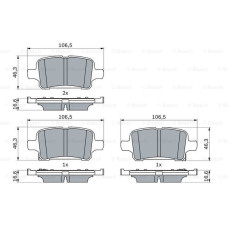 ARKA FREN BALATASI OPEL ASTRA K 1.0-1.4-1.4T-1.6T-1.6 CDTI 16 22 106.5x46.3x16.6