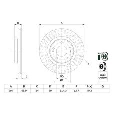 ÖN FREN AYNASI PEUGEOT P4007 07 CITROEN C-CROSSER 07 OUTLANDER 12 294x24x22.4xHA