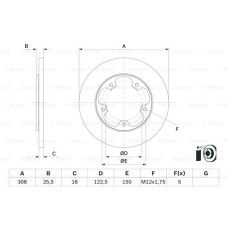 ARKA FREN DISKI TRANSIT V363 14 TEK TEKER A.CEKER DUZ 308MM 5 BIJON