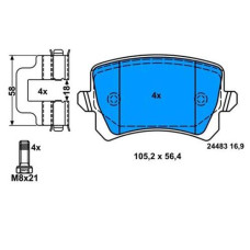 ARKA BALATA CADDY-TIGUAN-PASSAT-A6-Q3 11 GDB1763 WVA24483 105.5X56.4X17 MM 0986T