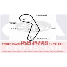 TRİGER KAYIŞI 120x300 120 DİŞ PASSAT-BORA-CADDY III 1.9 TDI-POLO 1.4 TDI CT1028x