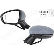 DIŞ DİKİZ AYNASI SOL ELEKTRİKLİ ISITMALI SİNYALLİ ASTARLI ASFERİK CLIO V 19- 12H