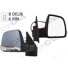 DIŞ DİKİZ AYNASI SAĞ DOBLO 11> ELEKTRİKLİ SİNYALLİ ASTARLI TEK CAMLI KONVEKS 6 F