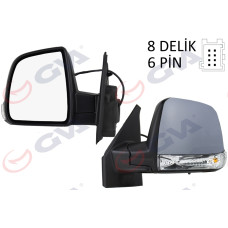 DIŞ DİKİZ AYNASI SOL DOBLO 11 ELEKTRİKLİ SİNYALLİ ASTARLI TEK CAMLI KONVEKS 6 Fİ