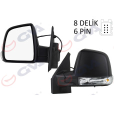 DIŞ DİKİZ AYNASI SOL DOBLO 11 ELEKTRİKLİ SİNYALLİ SİYAH KAPAKLI TEK CAM KONVEKS