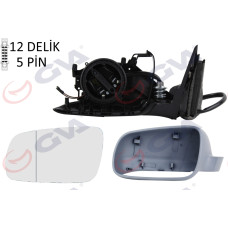 DIŞ DİKİZ AYNASI SOL PASSAT 97 ELEKTRİKLİ ISITMALI ASTARLI ASFERİK 5 FİŞ VM-189N