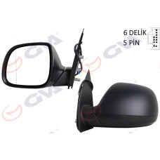 DIŞ DİKİZ AYNASI SOL AMAROK 09> ELEKTRİKLİ ISITMALI DESENLİ ASFERİK 5 FİŞ VM-619