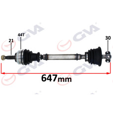 KOMPLE AKS SOL MEGANE I 1.4/1.6 96-03 ABS Lİ 44DİŞ 647mm