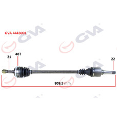 KOMPLE AKS SAĞ PEUGEOT 106 II 1.4i 96-02 ABS Lİ 48DİŞ 809mm