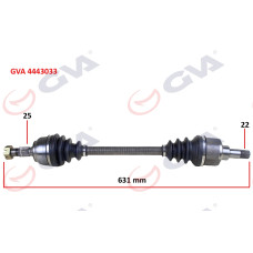 KOMPLE AKS SOL PEUGEOT 307 1.4i MAN. 00-07 631mm