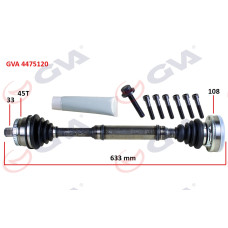 KOMPLE AKS SAĞ ABS Lİ A4-PASSAT 1.8T 96-01 45 DİŞ 633mm