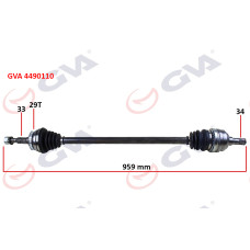 KOMPLE AKS SAĞ VECTRA B 1.6İ-1.8İ-2.0İ 95-03 ABS Lİ 29 DİŞ 959mm