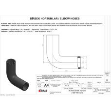 35mm x 44mm 10cm x 10cm DİRSEK HORTUMU SICAK ve SOĞUK SU KULLANIMI İÇİN