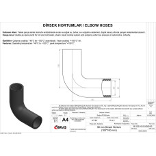 38mm x 48mm 10cm x 10cm DİRSEK HORTUMU SICAK ve SOĞUK SU KULLANIMI İÇİN