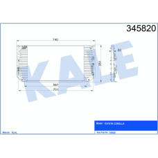 KLİMA KONDENSERİ COROLLA 1.6 Sİ-1.8 GT AE 101 92-97 692x342x20 AL/AL