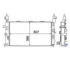 RADYATÖR MERIVA 1.4 16V Twinport-1.6-1.6 16V-1.8: AC KLİMASIZ MEK 607x366x29