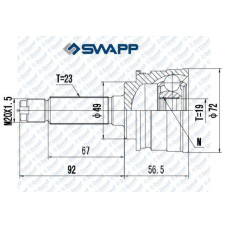 AKS KAFASI DIS SWIFT 90>95   DIS FREZE:23 IC FREZE:19 CONTA CAPI:49 BOY:148.5 mm