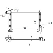 RADYATÖR BRAZİNG VECTRA B 2.0 DTI 16V AC KLİMASIZ MEK 500x348x26