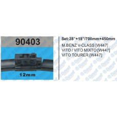 silecek supurgesi 700mm-450mm muz tip aparatli v-class w447 14- vito mixto toure