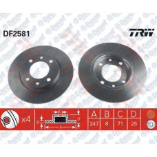 fren diski arka duz 247mm peugeot p106 gti p206 p306 citroen zx