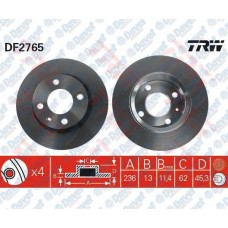 fren diski on duz 236 mm  volkswagen  felicia    volkswagen :  caddy