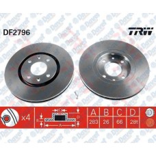 fren diski on havali 283mm  peugeot  p406 1-9 1-9td 2-0 16v 95-