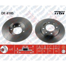 fren diski arka duz 247mm p307 1-6i 16v 2-0hdi 00-  c2 1-6i 09-03-