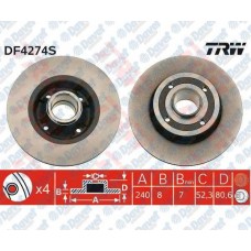 fren diski arka duz 240mm rulmansiz renault clio iii 05- megane ii 02- twingo