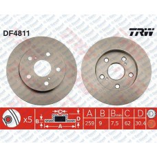 ARKA FREN DISKI AYNASI DUZ AURIS - COROLLA VVT-I 1.4 - 1.6 07 >12 259X5