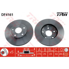 ÖN FREN AYNASI RAV4 II 1.8VVT-2.0 16V 00 2.0VVTI-2.4VVTI-2.0D-4D 01 275x25x5DLxH