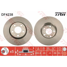 ÖN FREN AYNASI VOLVO S60 00-10 S80 98-06 V70 97-07 XC70 00-07 285x5DL KÜÇÜK TİP