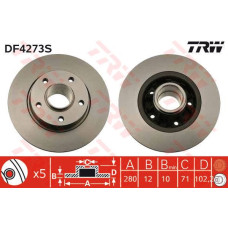 ARKA FREN AYNASI RENAULT TRAFIC II 01>06 OPEL VİVARO 01>06 280x12x5DELİK