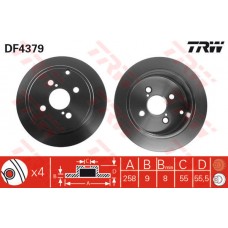 ARKA FREN AYNASI COROLLA 1.4 VVTi-1.6 VVTi-1.8 VVTLi 02 1.8 VVTLi 05 258x9x4DL