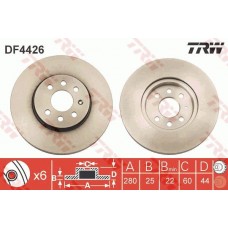 ÖN FREN AYNASI ASTRA H 1.4-1.6 04 MERIVA 1.6 03 COMBO 1.3 CDTİ 4.05 280x25x4DLxH