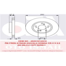 ÖN FREN AYNASI HONDA CR-V II 2.0 02-06 2.2CDTI 05-06 FR-V 1.7-1.8-2.0-2.2 05 282