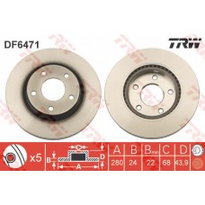 ÖN FREN AYNASI NISSAN JUKE 10 19 PULSAR 14 280x24x43.9 5 DELİK