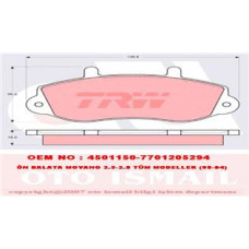 ÖN FREN BALATASI OPEL MOVANO 1.9 DTI 2.5 2.8 98 RENAULT MASTER II 98