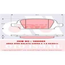 ARKA FREN BALATASI OPEL CORSA C 1.4 1.7 CDTİ 1.8 00>06 TIGRA 1.3 CDTI 04>10 DİSK
