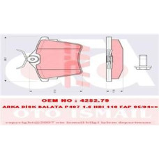 ARKA FREN BALATASI PEUGEOT P407 1.6 HDI 1.8-2.0 04 607 00 CITROEN C5 08