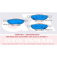 ÖN FREN BALATA HONDA ACCORD 2.0L 2.4L K20 K24 2.2L CDTi CL kasa 03->