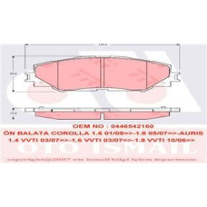 ÖN FREN BALATA TOYOTA AURIS. COROLLA 1.6L 1ZR-FE ZRE151 07-11 / 1.33L 1NR-FE NRE