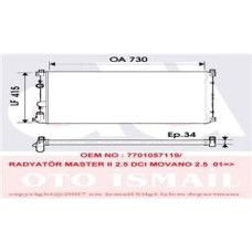RADYATÖR MASTER II-MOVANO 01 2.5DCI G9U AC KLİMASIZ MEK 730x414.5x34